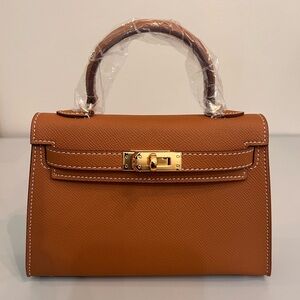 19cm Epsom Leather mini handbag with shoulder strap, Gold hardware